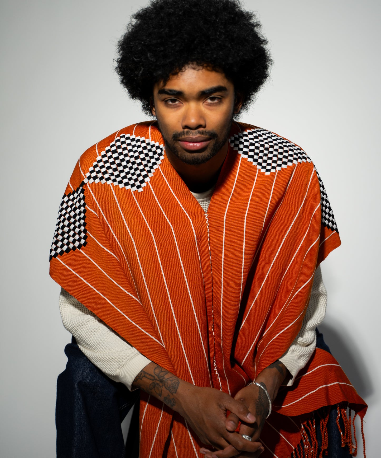 Poncho - Orange/Yellow/Grey