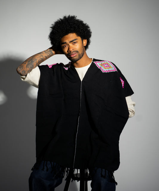 Poncho - Black/Pink/Blue