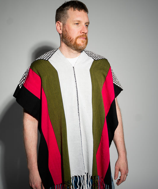 Poncho - White/Green/Black/Pink