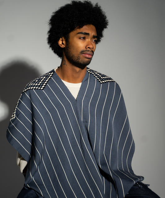Poncho - Blue/White/Black