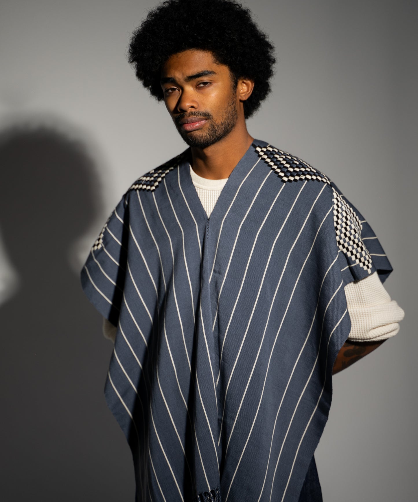 Poncho - Blue/White/Black