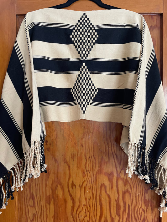 Poncho - Beige/Black