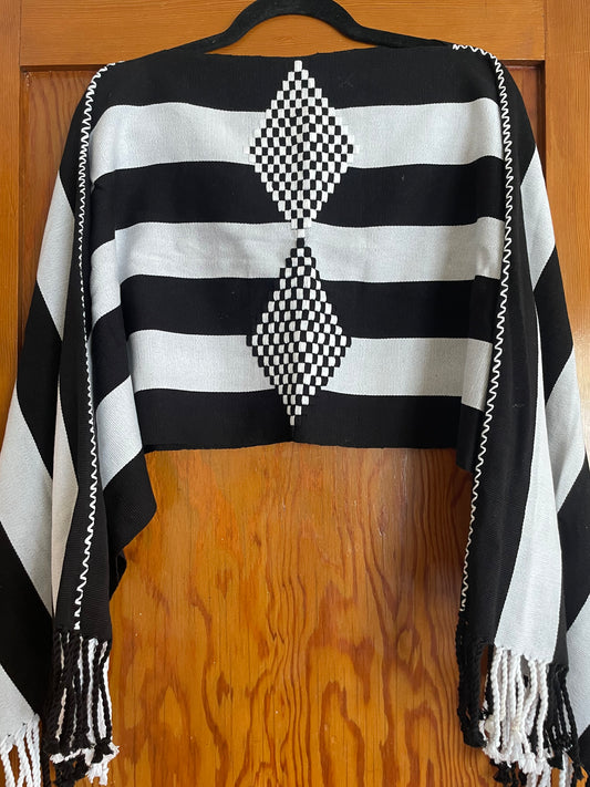 Poncho - Black/White Stripes